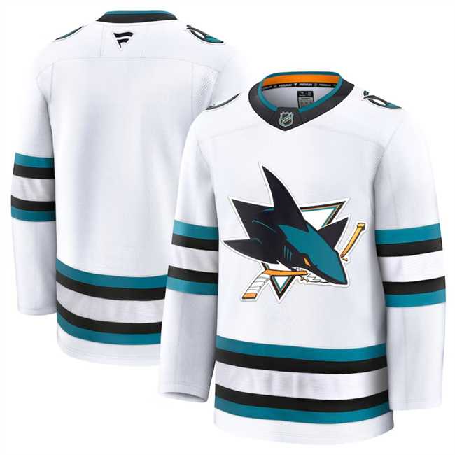 Mens San Jose Sharks Blank White 2024-25 Away Stitched Hockey Jersey Dzhi